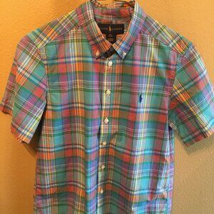 Boys Ralph Lauren Medium 10/12 Like New Button down SS shirt